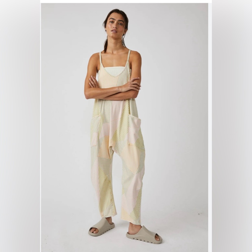 Free people hot shot onesie small melon stripe FP movement S printed